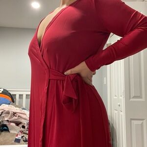 Elegant Red Wrap Dress
